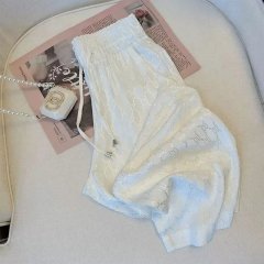 黑色提花冰絲闊腿褲女春夏薄款高腰垂感寬鬆顯瘦休閒直筒拖地褲子