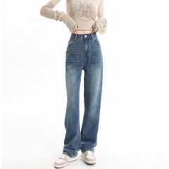 Real shot of 2025 spring fashion trend casual pants for women high waist narrow version wide-leg pants