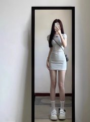 甜辣妹緊身連衣裙女夏季純欲風小個子收腰包臀連身裙性感修身短裙