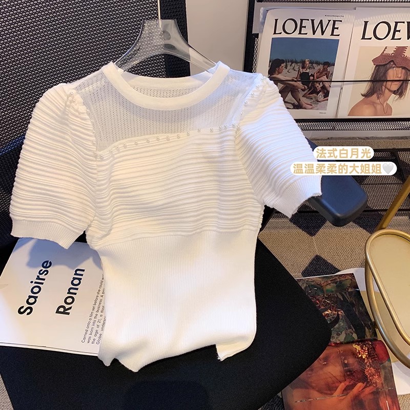 First-line brand cut label women's clothing foreign trade export lonely sample clothes summer short-sleeved sweater women's chic tops