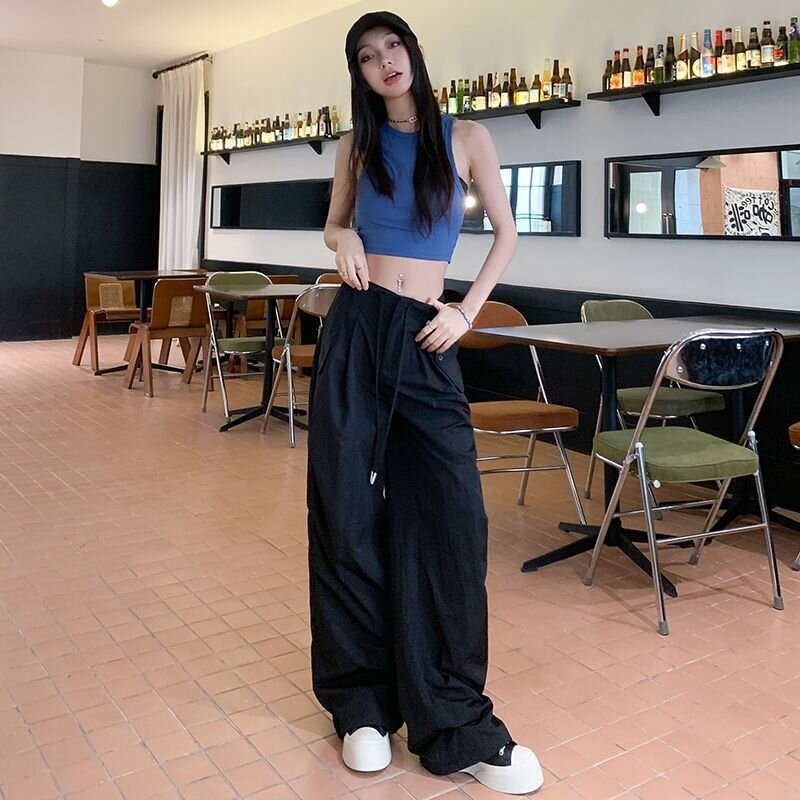 美式工裝褲夏季新款速干降落傘薄款休閒長褲子涼爽透氣工裝褲女