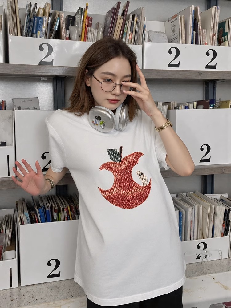 High-quality pure cotton 200g 100% cotton combed tight high-quality workmanship short-sleeved T-shirt for women