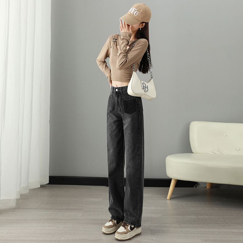 Real shot of 2025 spring fashion new small narrow version spring and autumn straight floor pants