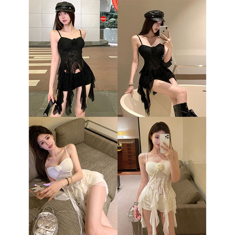 Cute three-dimensional flower hot girl showing her breasts pure lace suspender design niche inner vest top