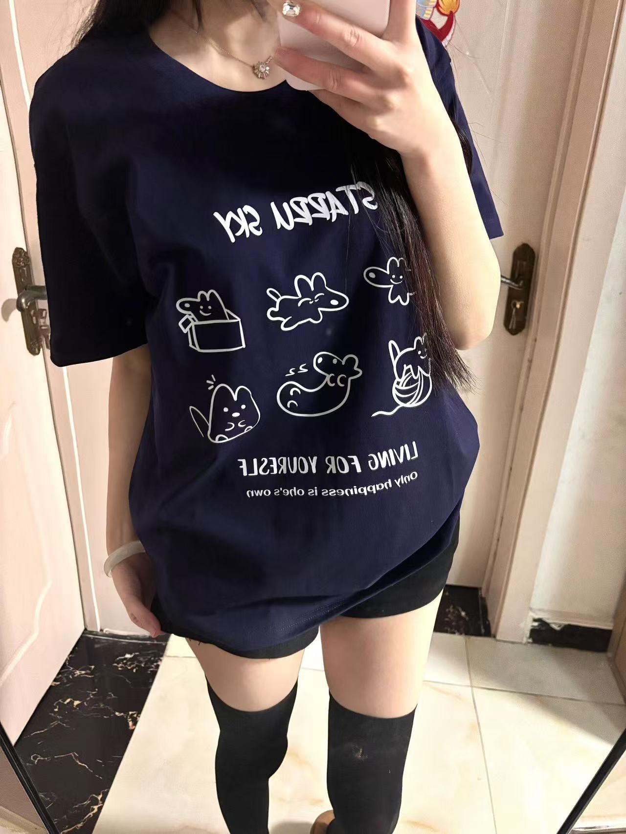 High-quality pure cotton 230g combed tight feel and smooth high-quality workmanship for women's short-sleeved T-shirt