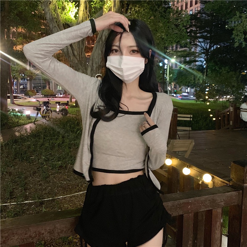 Two-piece set original quality slim short small suspender set new fashionable hot girl jacket two-piece set women