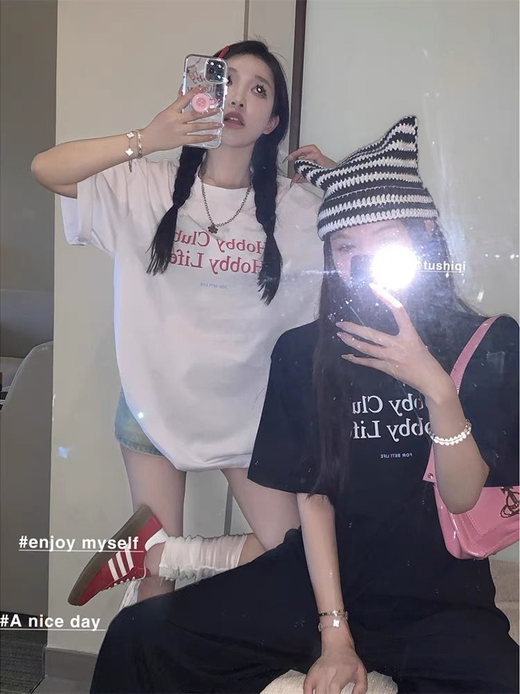 Summer personality short-sleeved T-shirt for women loose Korean style design new versatile top