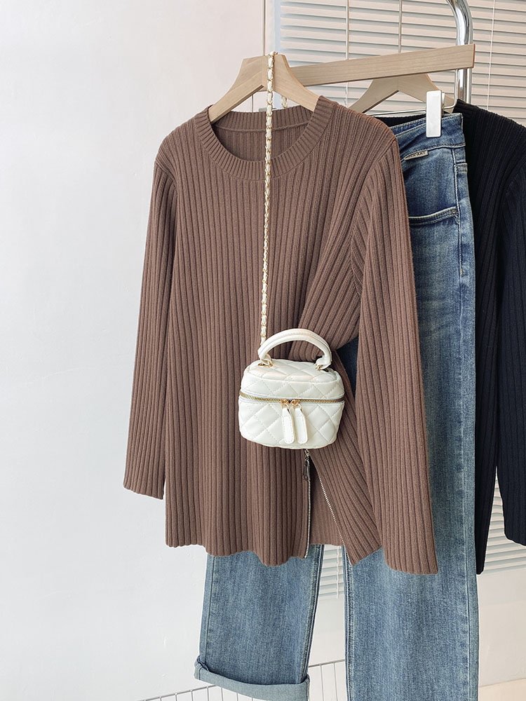 80-145 catties design-slit zipper pullover sweater for women in autumn and winter loose slimming belly knitted top
