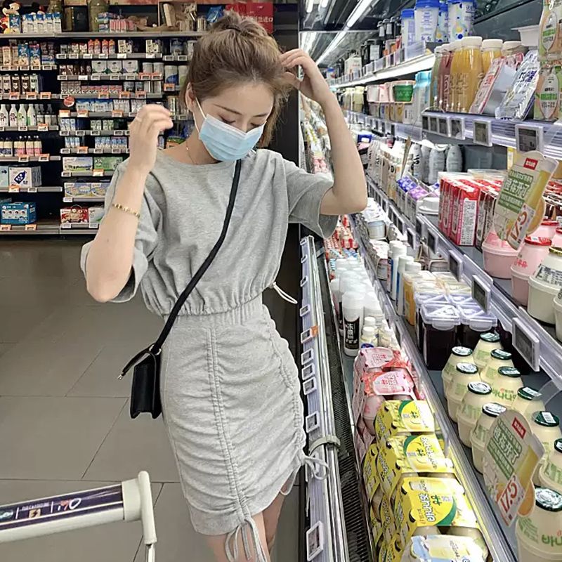 抽繩時尚款運動套裝女夏季新款寬鬆洋氣修身氣質短裙兩件套女