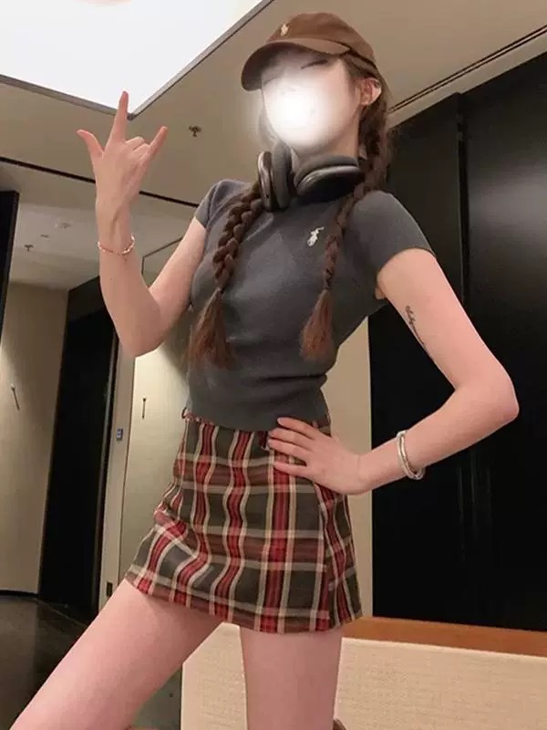女夏新款 韓系簡約刺繡套頭氣質百搭顯瘦針織短袖T恤女氛圍上衣女