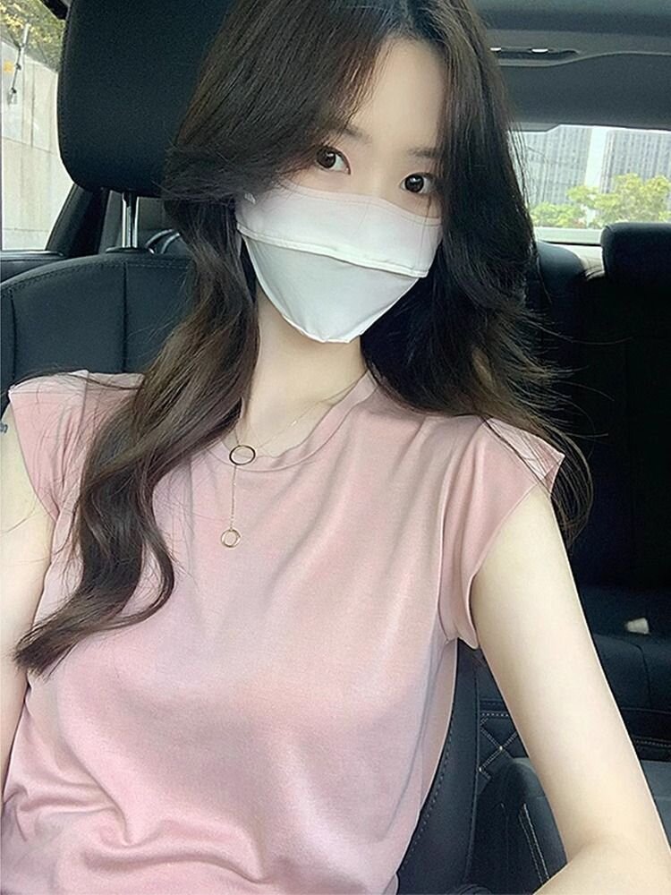 純欲正肩粉色t恤女夏短袖設計感小眾獨特别致甜辣很仙的漂亮上衣