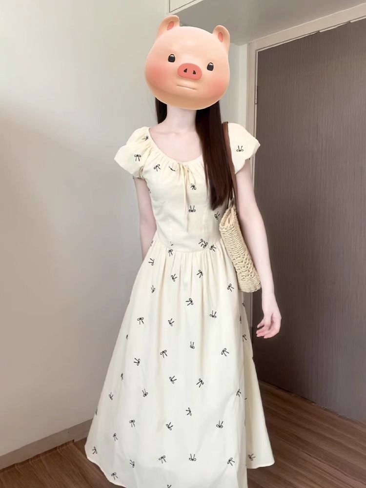 法式碎花泡泡袖連衣裙子女夏季2025年新款小眾高級感氣質絕美長裙