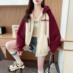 Real-shot 2025 Spring/Summer New Arrival: Loose-fit, Korean-style Contrasting Colorblock Casual Cardigan—Versatile Outerwear Sweatshirt for Women