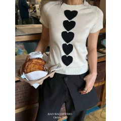 BAOBAOFAN FAN小眾風撞色愛心印花小衫  YS1-8087#  OZQ