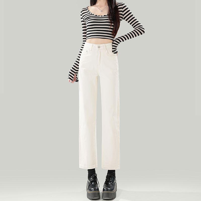 Real shot of 2025 spring new high-waist loose drape American retro straight-leg pants