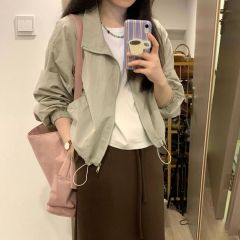 設計感小眾短外套復古長袖衝鋒衣2025春秋簡約防曬短款小個子開衫