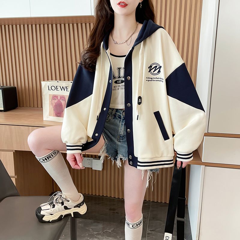 實拍2025春秋新款華棉寬鬆休閒百搭韓版設計感外套棒球服衛衣女