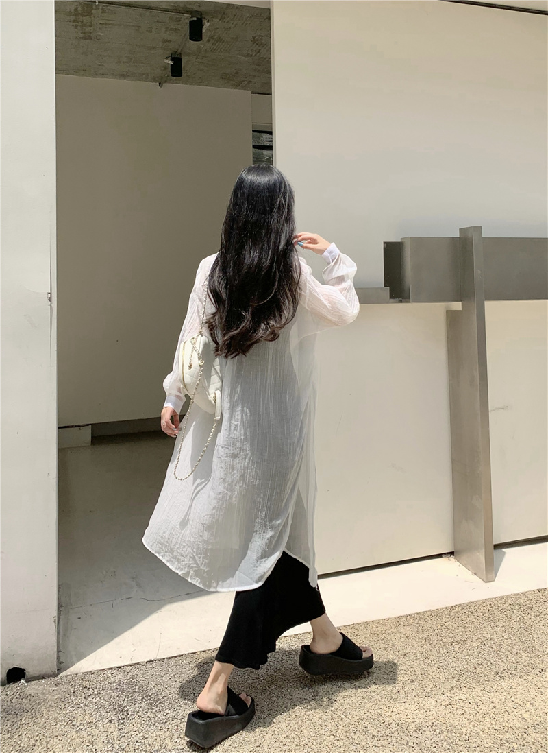 實拍~2025年夏季新款法式洋氣溫柔甜美海邊度假防曬長款襯衫