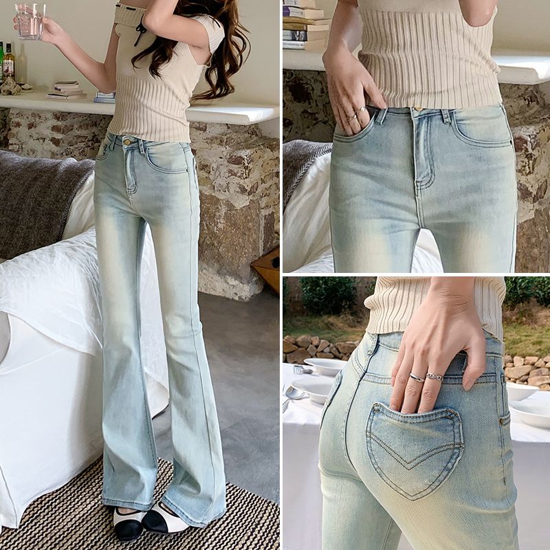 Real shot of 2025 spring fashion trend casual pants for women high waisted flared pants