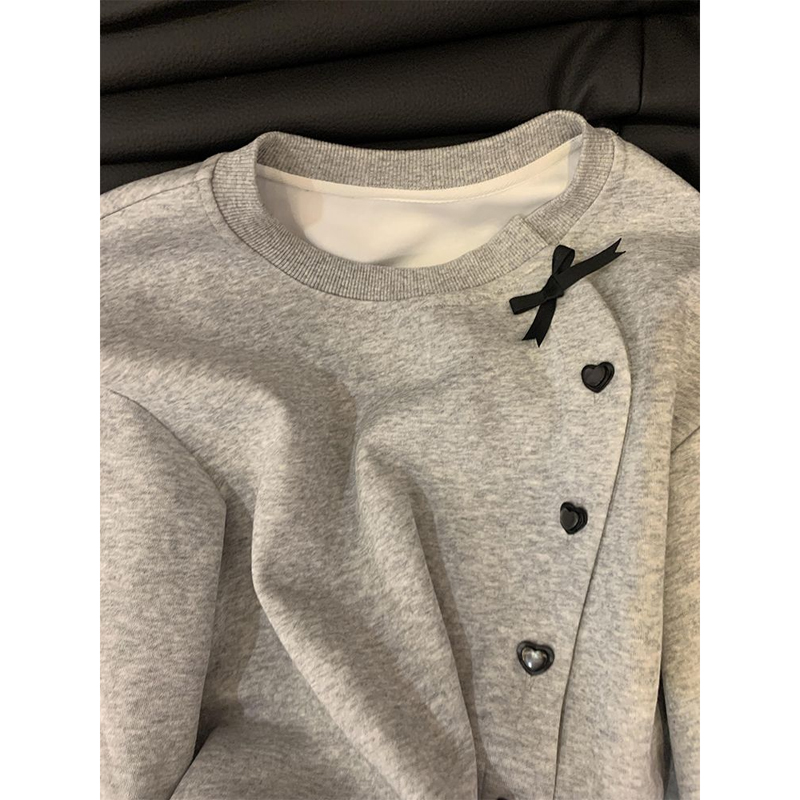 Official image button cardigan design sense niche hoodie women's spring and autumn clothing loose-fitting petite short thin top jacket