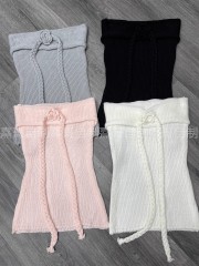 高級感彩虹條紋撞色針織吊帶背心上衣針織衫