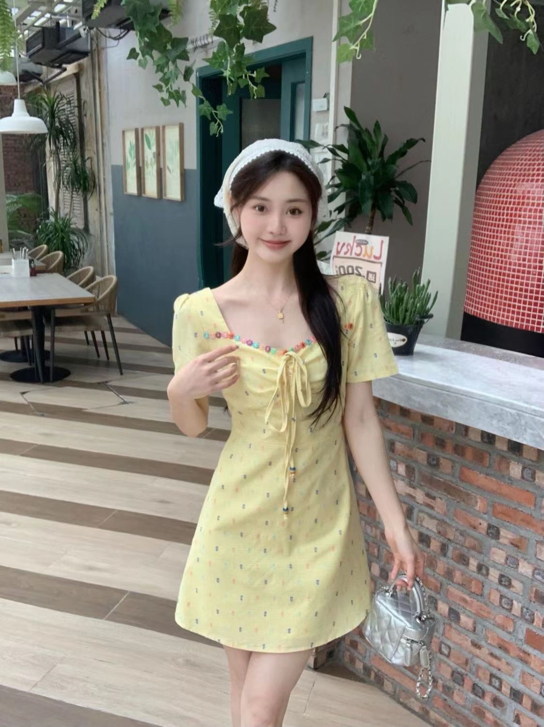 有內里大碼女裝法式碎花短袖連衣裙新款女夏季顯瘦A字短裙