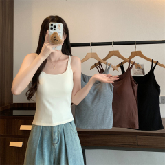 Furted single-sided velvet integrated thin strap vest shoulder straps gathered on top of autumn and winter base straps for women