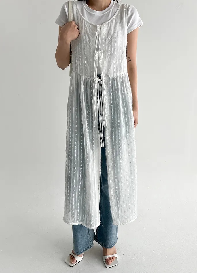 Korean chic layered lace vest dress loose mid-length versatile sleeveless dress