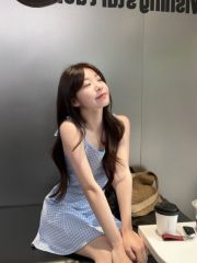 Gentle Wind Blue Grid Strappy Dress for Women Summer Sweet Temperament Waist Cinching Backless Beach Vacation Skirt Short Dress