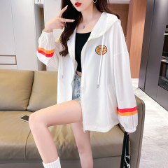 實拍2025夏季寬鬆休閒洋氣百搭薄款拉鏈開衫防曬服外套女