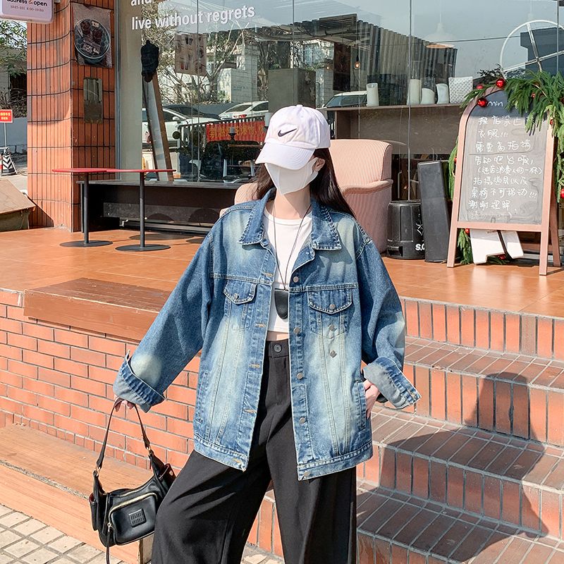 Actual photos~Pocket design casual denim jacket for women 2025 new spring loose lazy jacket top