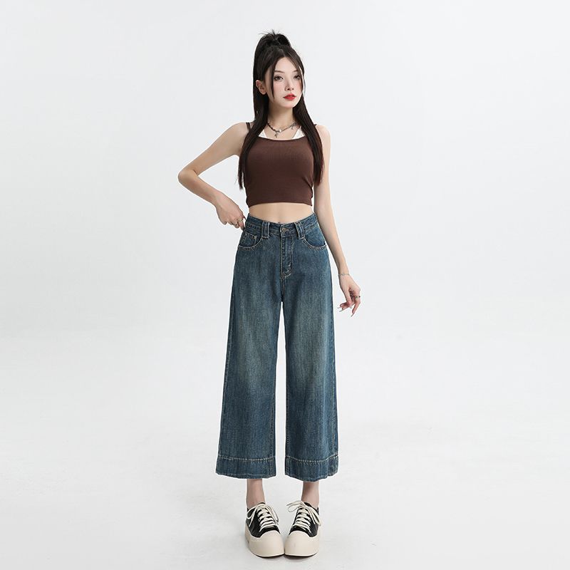 Real shot of 2025 spring and summer retro hot girl dopamine cold wide-leg grandma pants new style