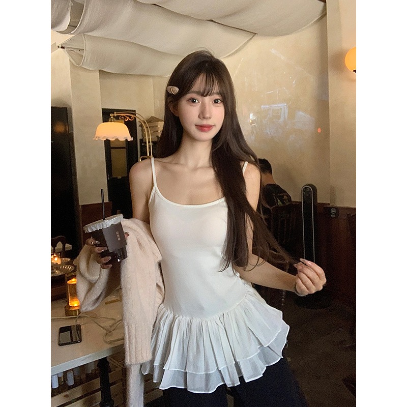 260g white ballet style lace suspender vest women's inner bottom shirt new slim slim top