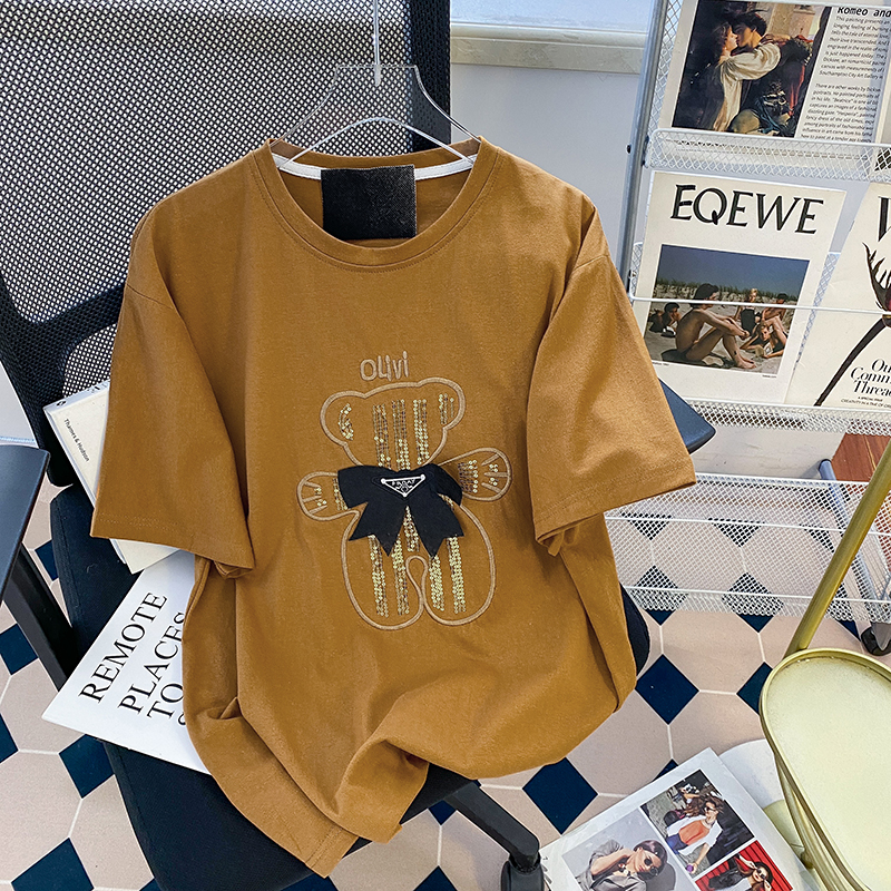實拍 21支210g精梳純棉大碼刺繡短袖夏季胖mm遮肚子顯瘦大碼300斤
