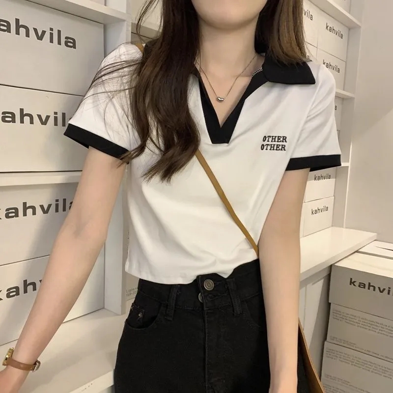 40支95棉5氨綸210克質量大碼女裝polo正肩短袖t恤女 M-4XL