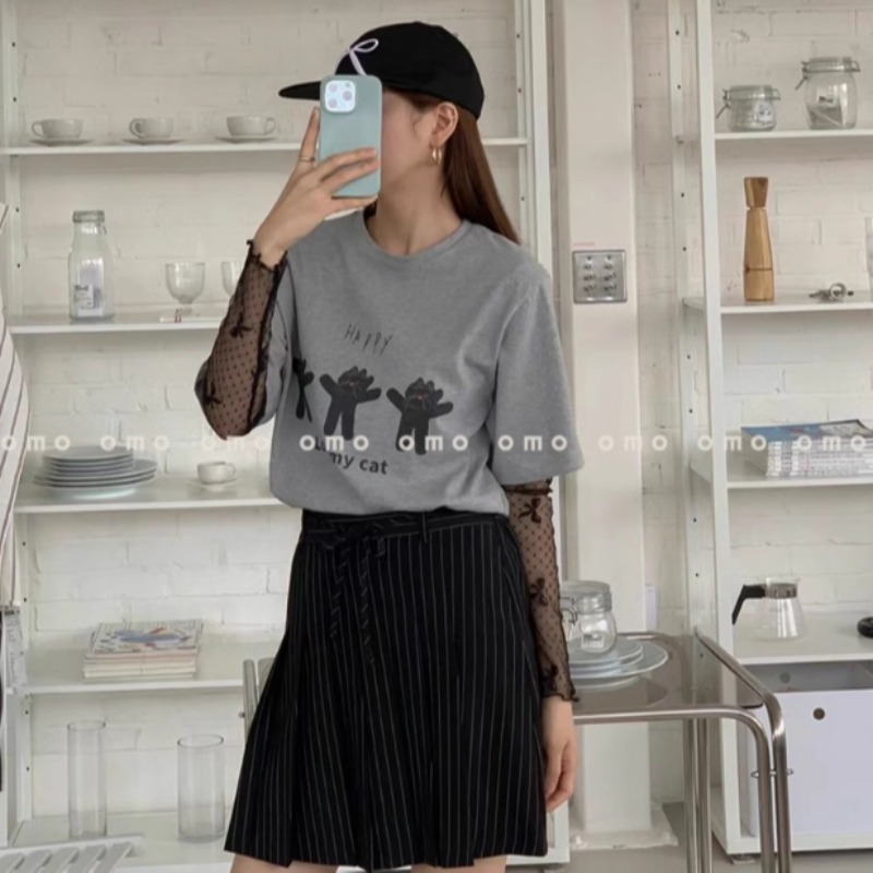 Korean loose cartoon printed T-shirt top trendy ins