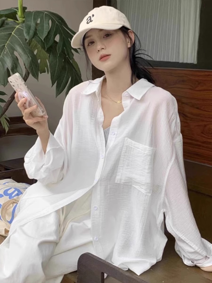 Official photo + original sunscreen fabric thin sunscreen shirt jacket lazy and slightly transparent