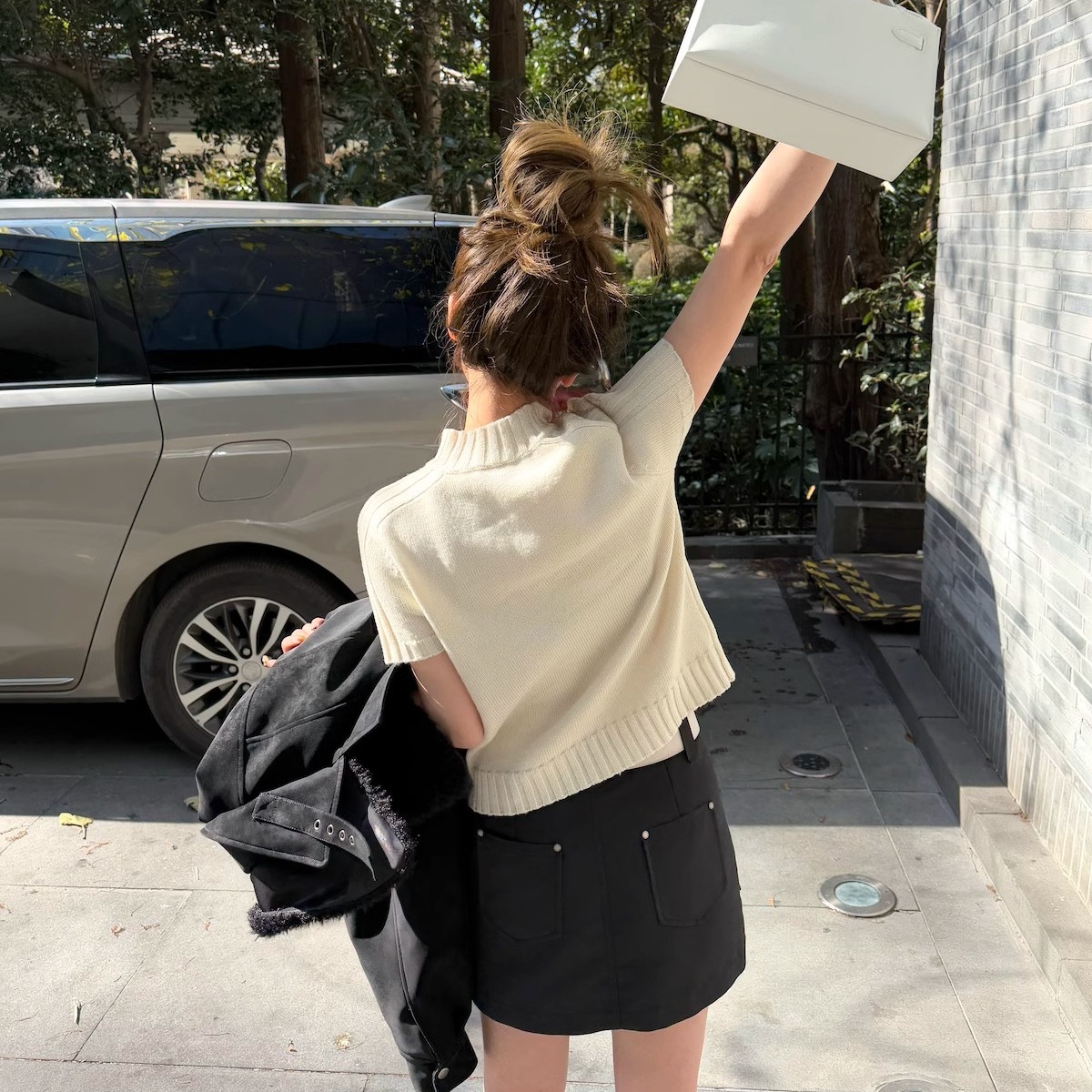 法式復古半高領紅色短袖t恤女夏季新款簡約百搭顯瘦休閒針織上衣