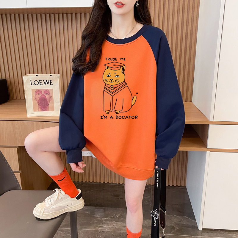 首發實拍華棉復牛奶絲特大碼300斤後包領插肩袖衛衣春秋季薄款