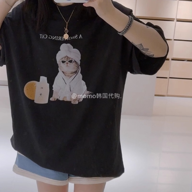 Korean loose cartoon printed T-shirt top trendy ins