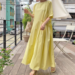 Summer 2025 New Korean Style Loose and Slimming Short-Sleeve Plus Size Dress for Women, Casual and Elegant with Large Hips Long Dress