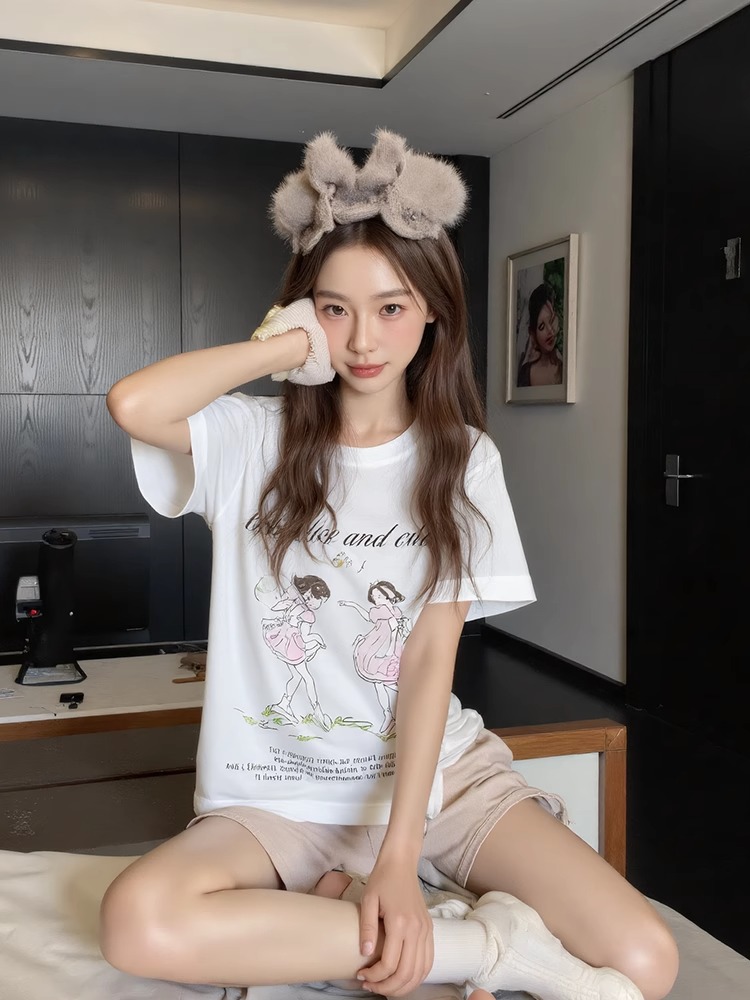 High-quality pure cotton 200g 100% cotton combed tight high-quality workmanship short-sleeved T-shirt for women