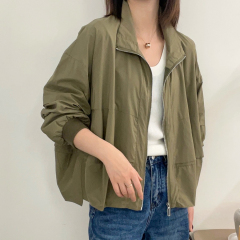 Stand-up collar zipper sunscreen clothes for women in spring and summer 2025 new thin women's fashion trendy short jacket