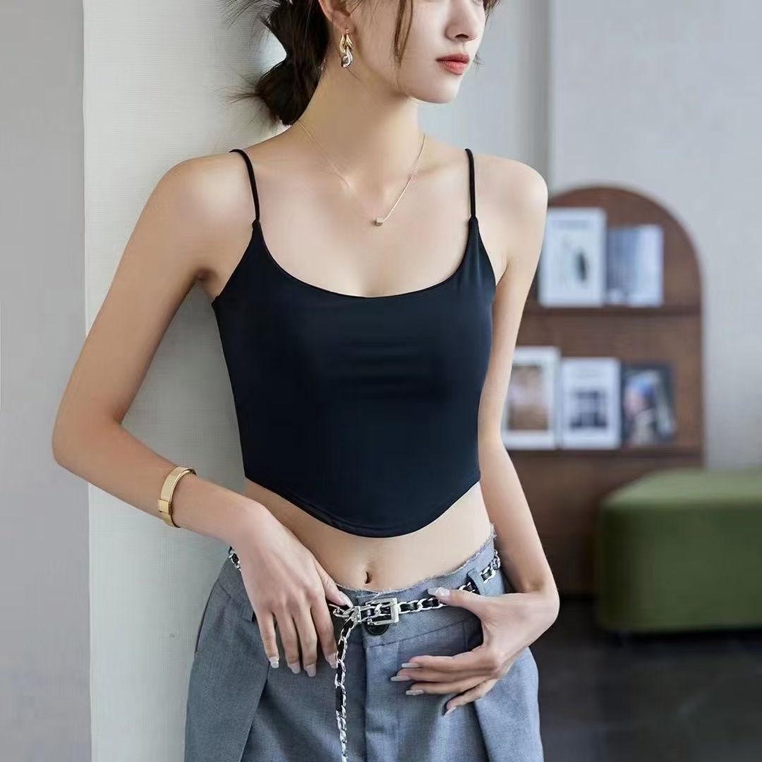 吊帶背心女2025夏季外穿短款打底上衣百搭顯瘦黑色內搭小吊帶衫