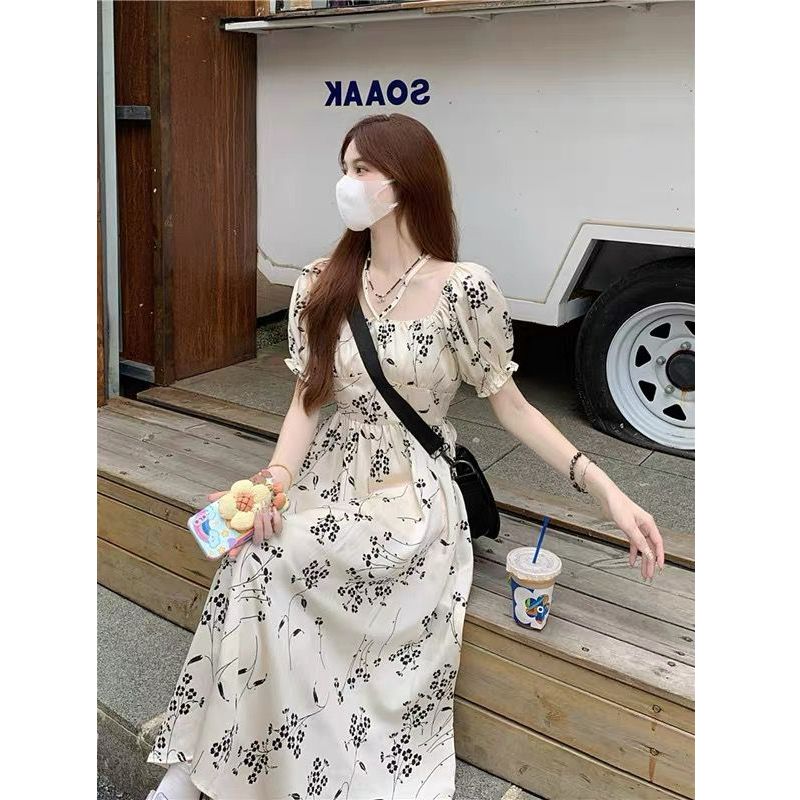 碎花連衣裙女夏季2025新款高級感法式胖mm顯瘦初戀小個子溫柔長裙