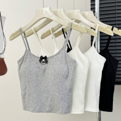 性感純欲蝴蝶結吊帶小背心女春夏針織外穿內搭打底美背短款上衣