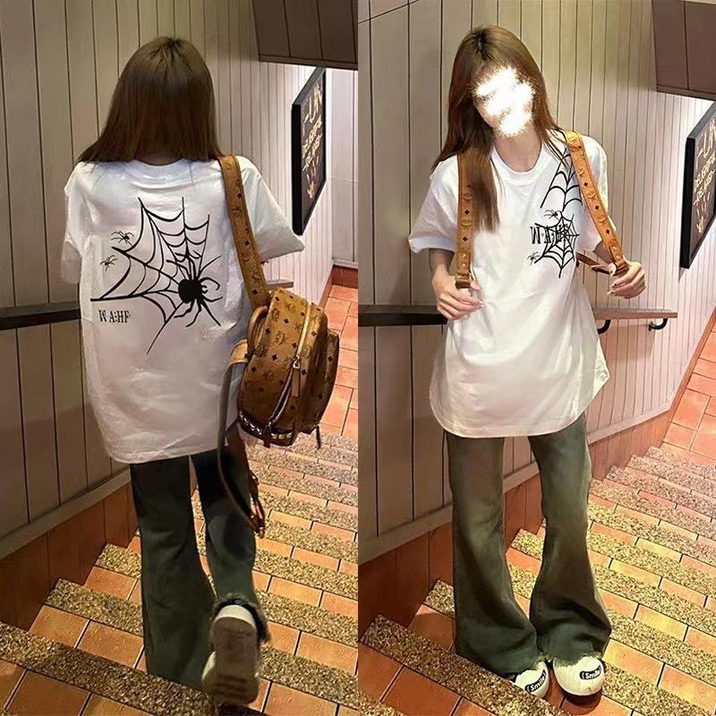 220克純棉美式印花短袖t恤女2025夏季新款寬鬆圓領上衣