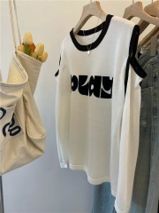 竹節棉 早春秋設計感露肩長袖防曬罩衫T恤女薄款寬鬆上衣