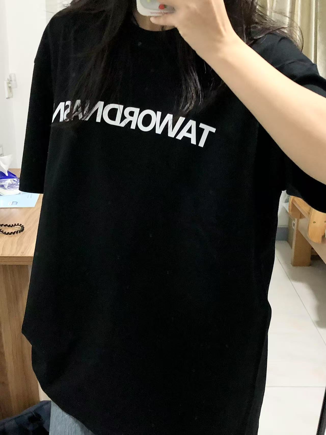 高品質純棉200克100%棉精梳緊密優質做工前印花短袖t恤女