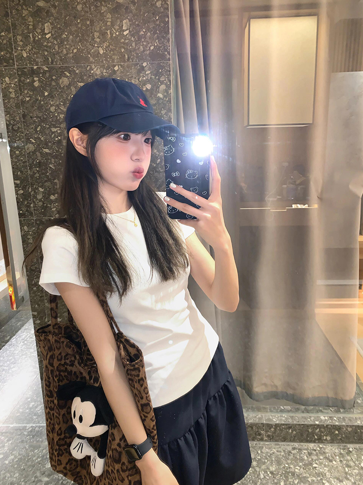 High-quality pure cotton 210g 40 Odell with elastic solid color slim short-sleeved T-shirt for women